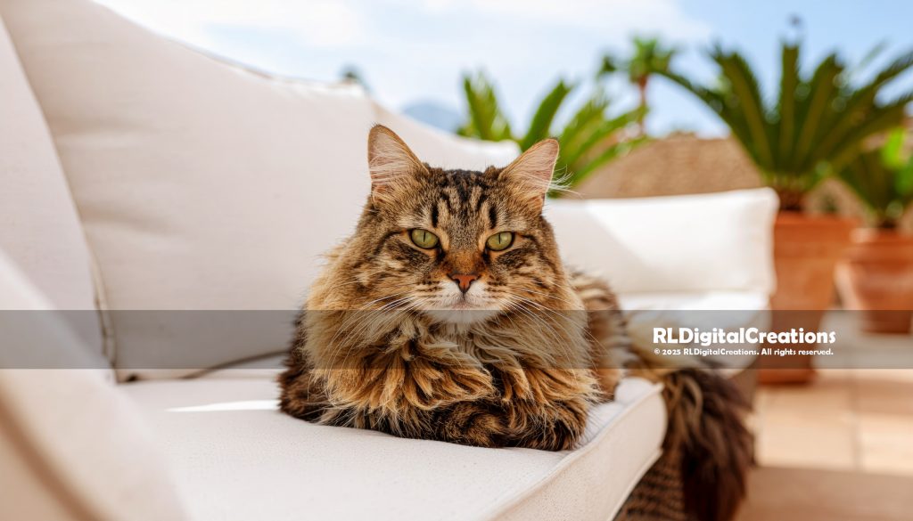 Terrace Royalty – Longhair Tabby Cat Digital Art