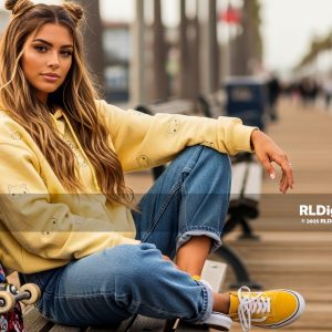 Boardwalk Cat Vibes – Skater Girl Digital Art