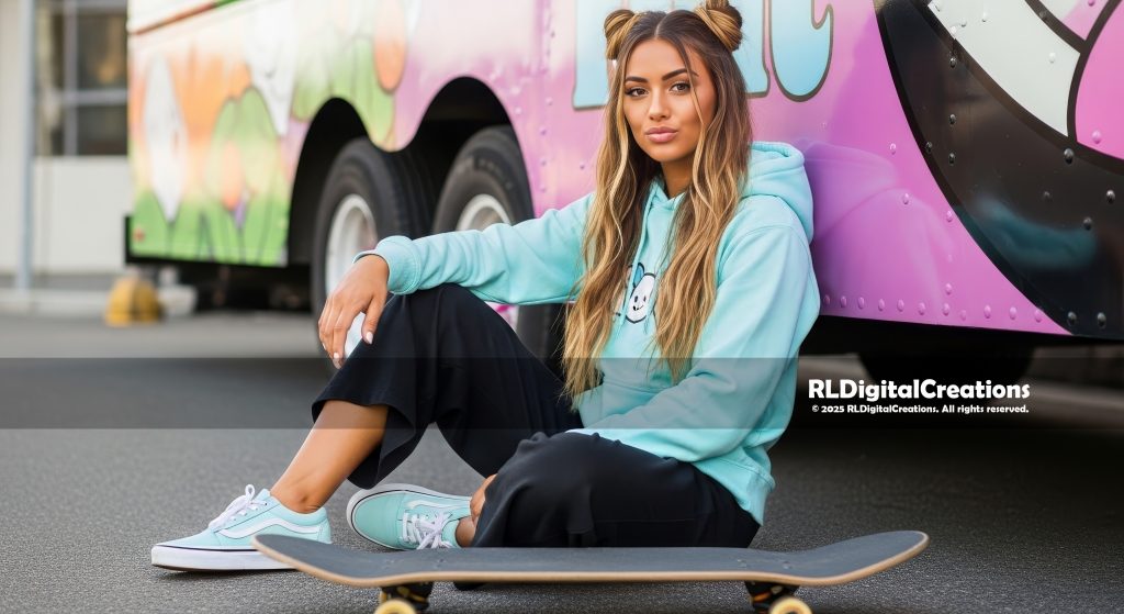 Pastel Street Cruiser – Skater Girl Digital Art