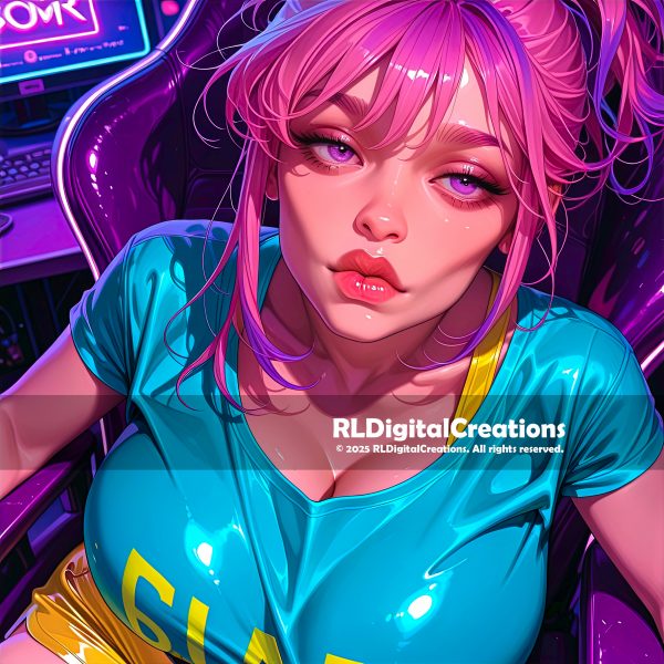 Glitch Kiss in Neon Light